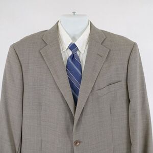 DAMAGED Brooks Brothers 346 Stretch Wool Beige Sharkskin 44R Blazer 2 Button‎